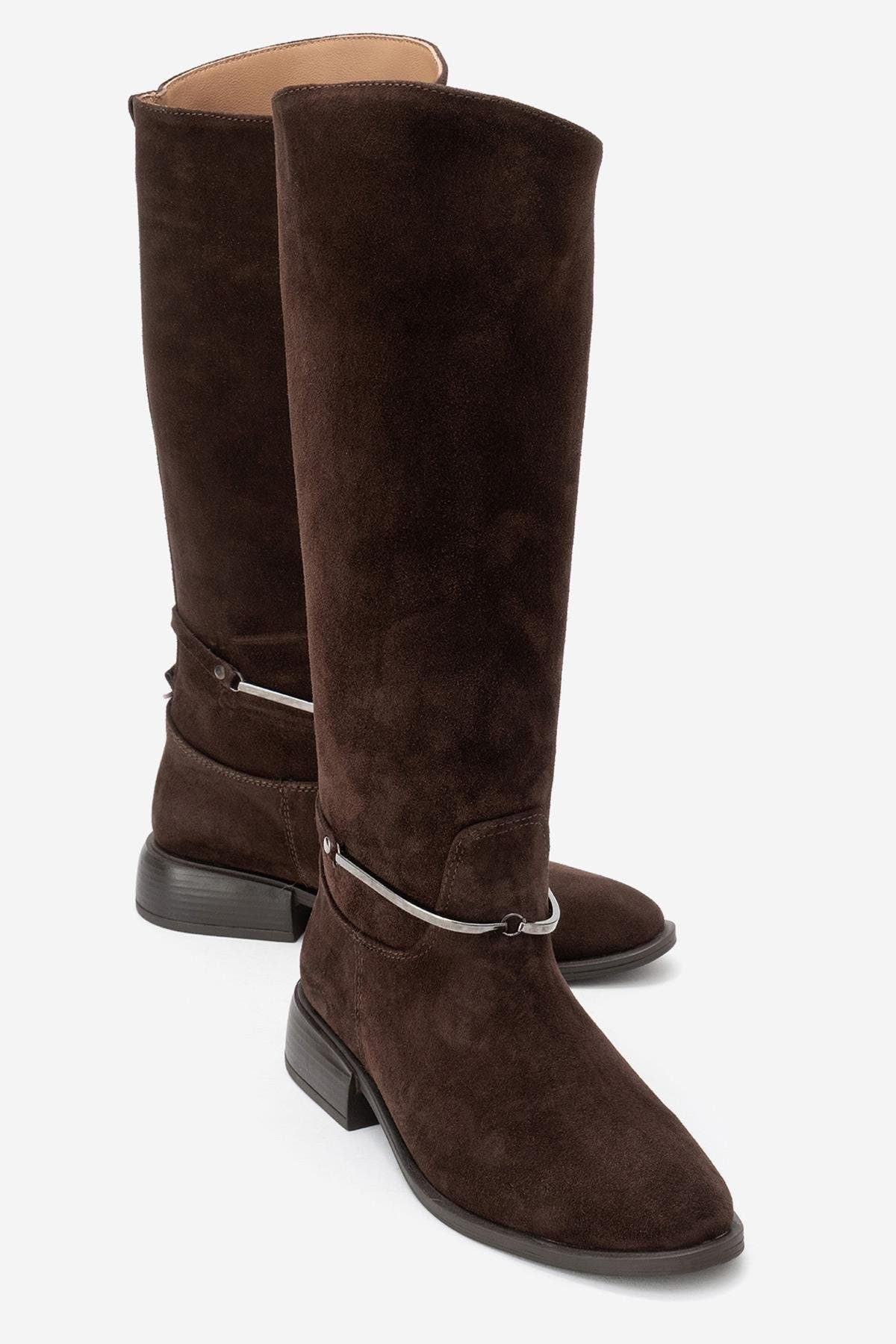 Ansel Leather Riding Boot, Alternate, color, Brown Suede
