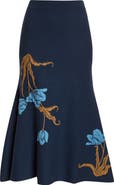 Erdem Floral Jacquard Trumpet Midi Skirt