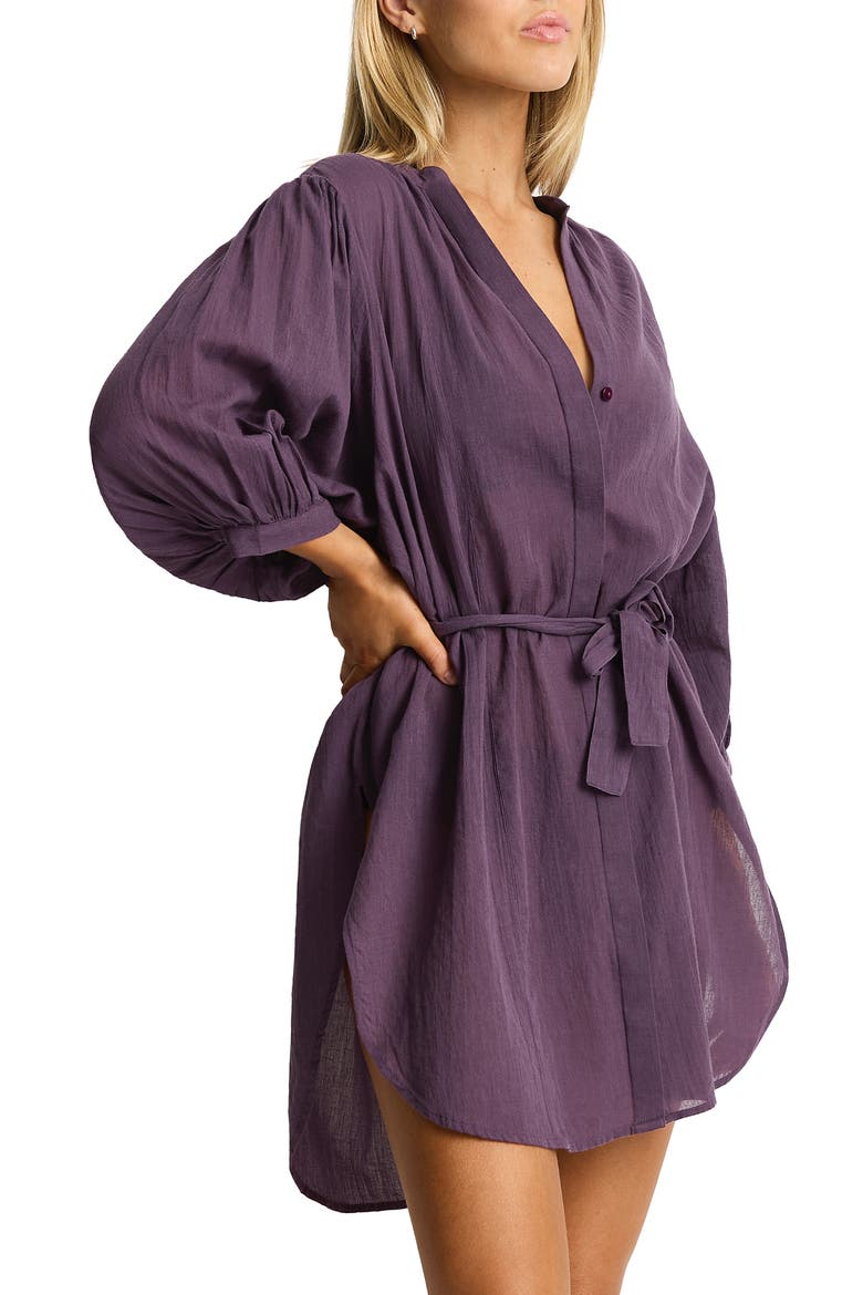 Boho Cover-Up Shirt, Alternate, color, BLACKBERRY