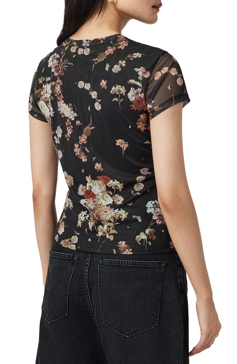 AllSaints Ellie Mesh Tee, Alternate, color, Armada Black