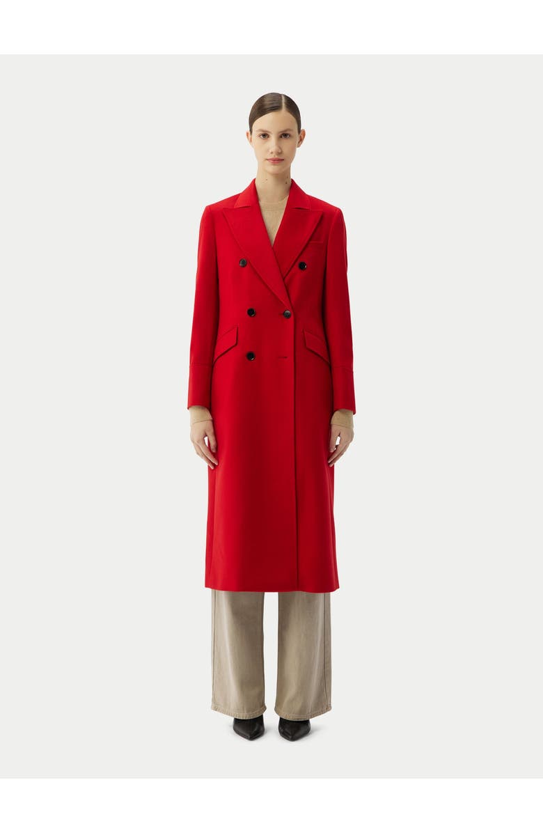 GOBI Mongolian Cashmere Cashmere Peak Lapel Long Coat, Alternate, color, Red