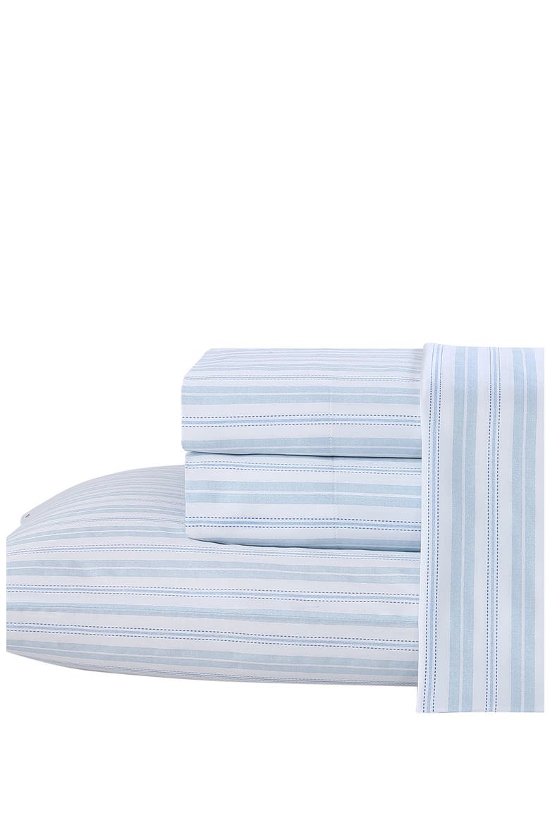 Fern 4-Piece Blue T300 Cotton Queen Sheet Set, Main, color, OPEN MEDIUM BLUE