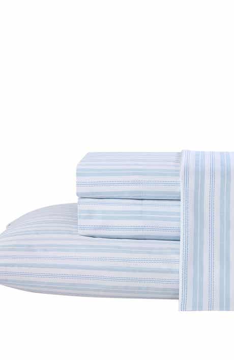 Laura Ashley Fern 4-Piece Blue T300 Cotton Queen Sheet Set