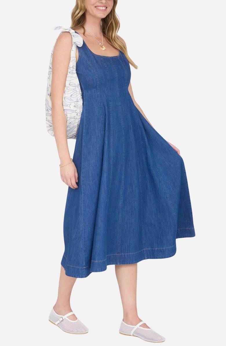 Blu Pepper Sleeveless Denim Midi Dress, Alternate, color, 