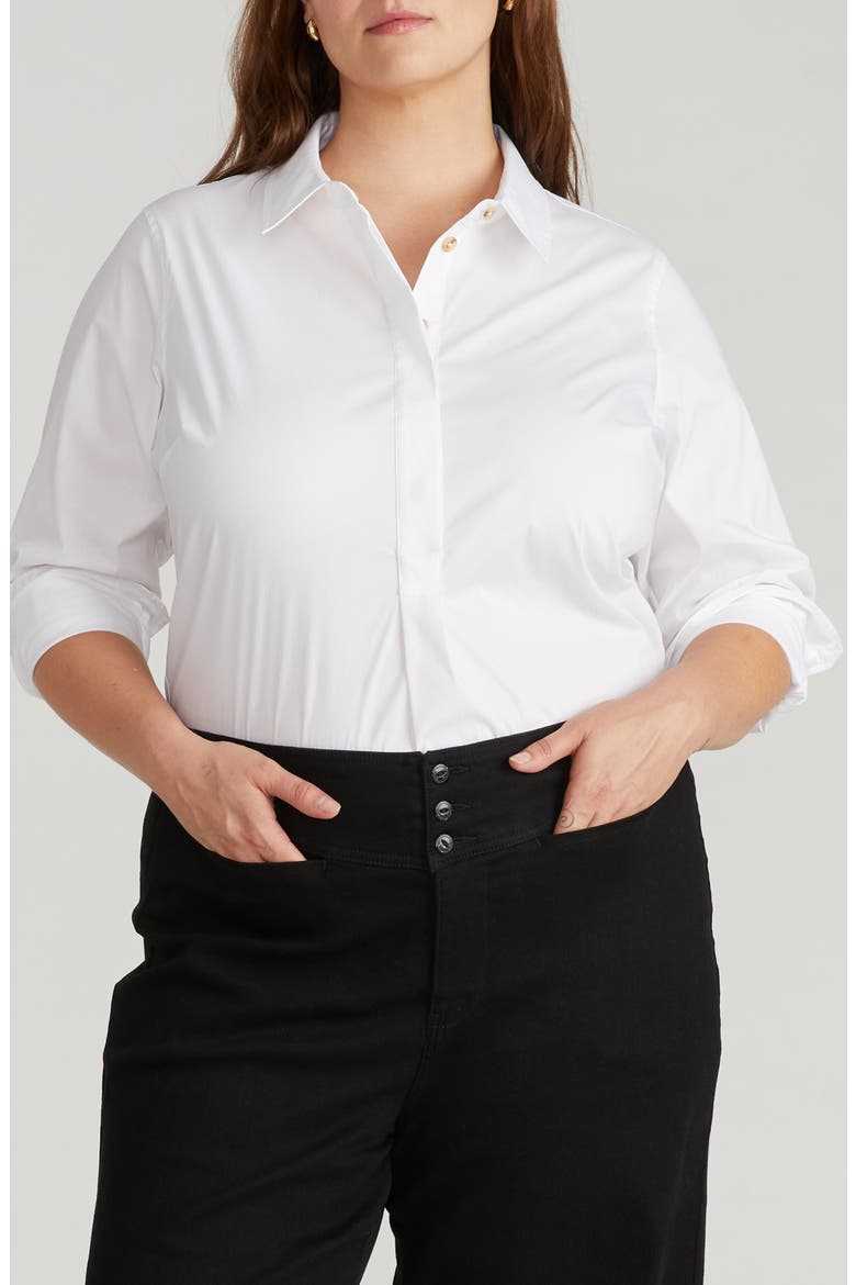 Elbe Popover Stretch Poplin, Main, color, WHITE
