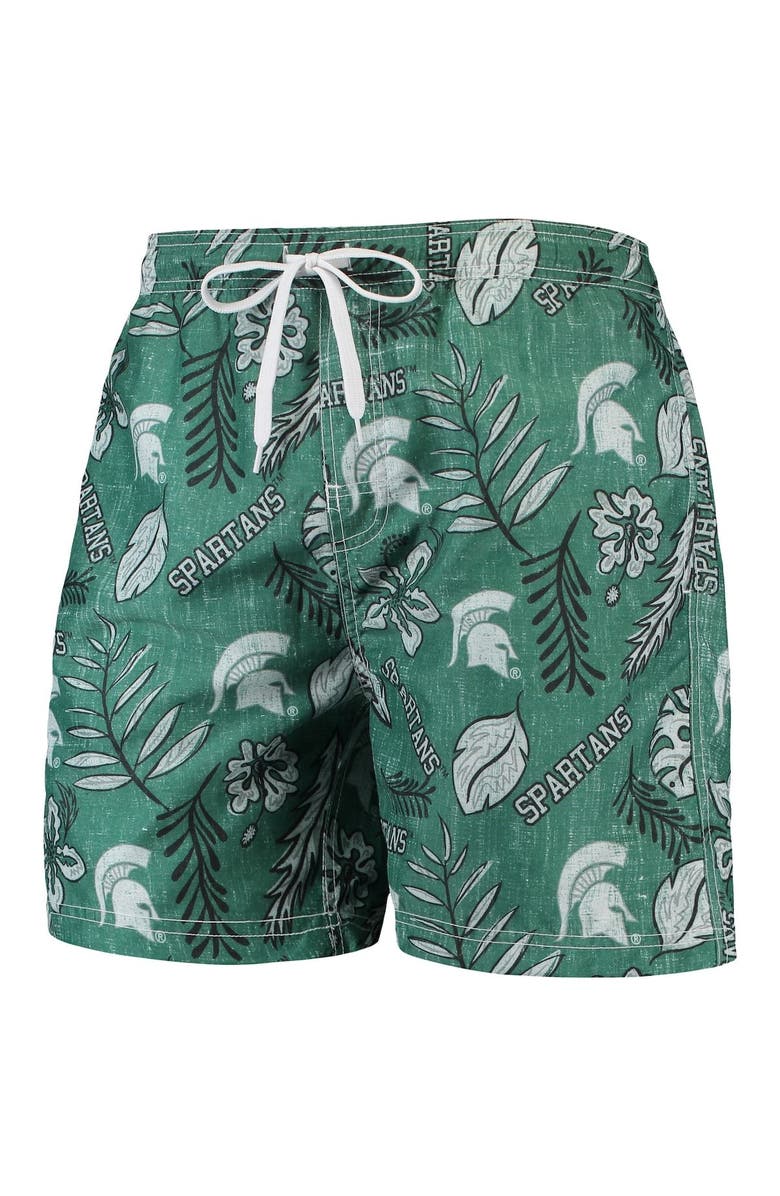 Wes & Willy Men's Wes & Willy Green Michigan State Spartans Vintage Floral Swim Trunks, Alternate, color, Green