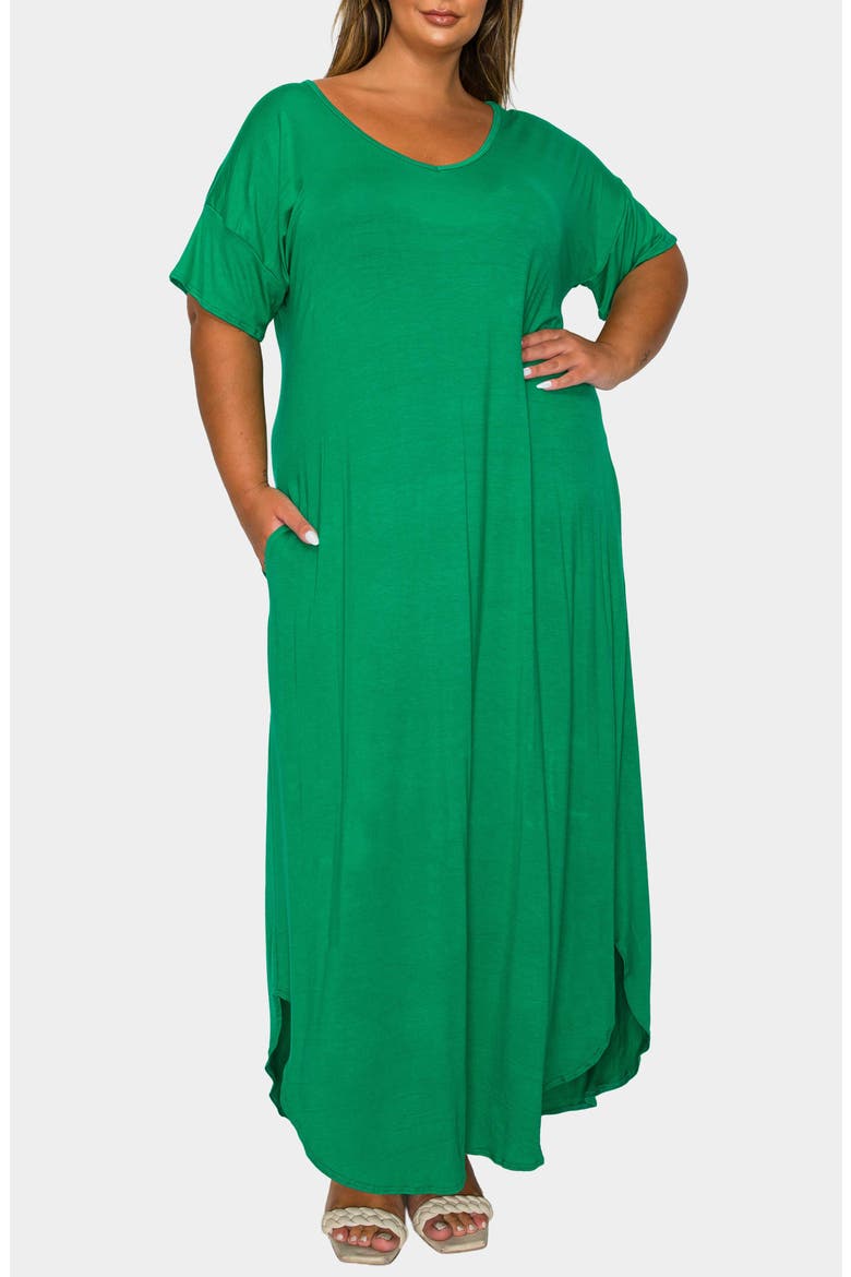 Short Sleeve Jersey Maxi Dress, Alternate, color, KELLY