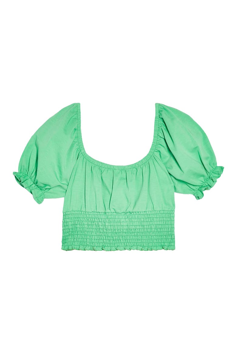 Smocked Hem Crop Top, Alternate, color, GREEN