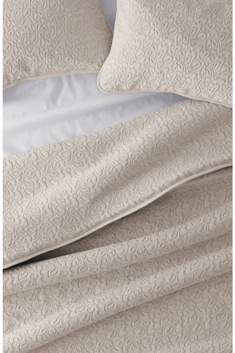 All Season Floral Stitch 3-Piece Down Alternative Quilt Set, Alternate, color, LATTE