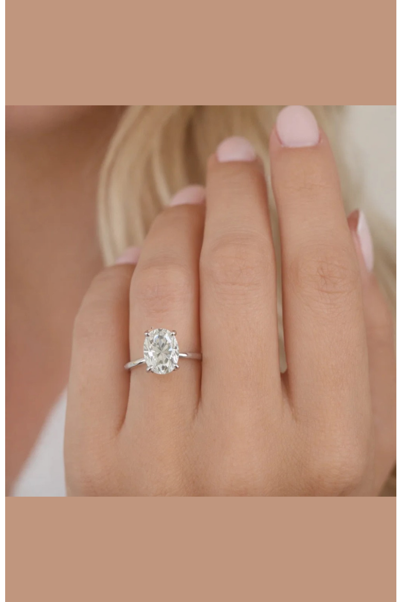 Elena Oval Moissanite Solitaire Vermeil Ring, Alternate, color, Silver