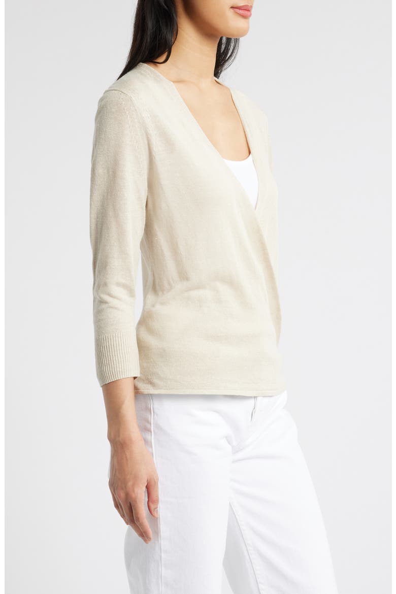 Addison Linen Blend Cardigan, Alternate, color, PURE KHAKI