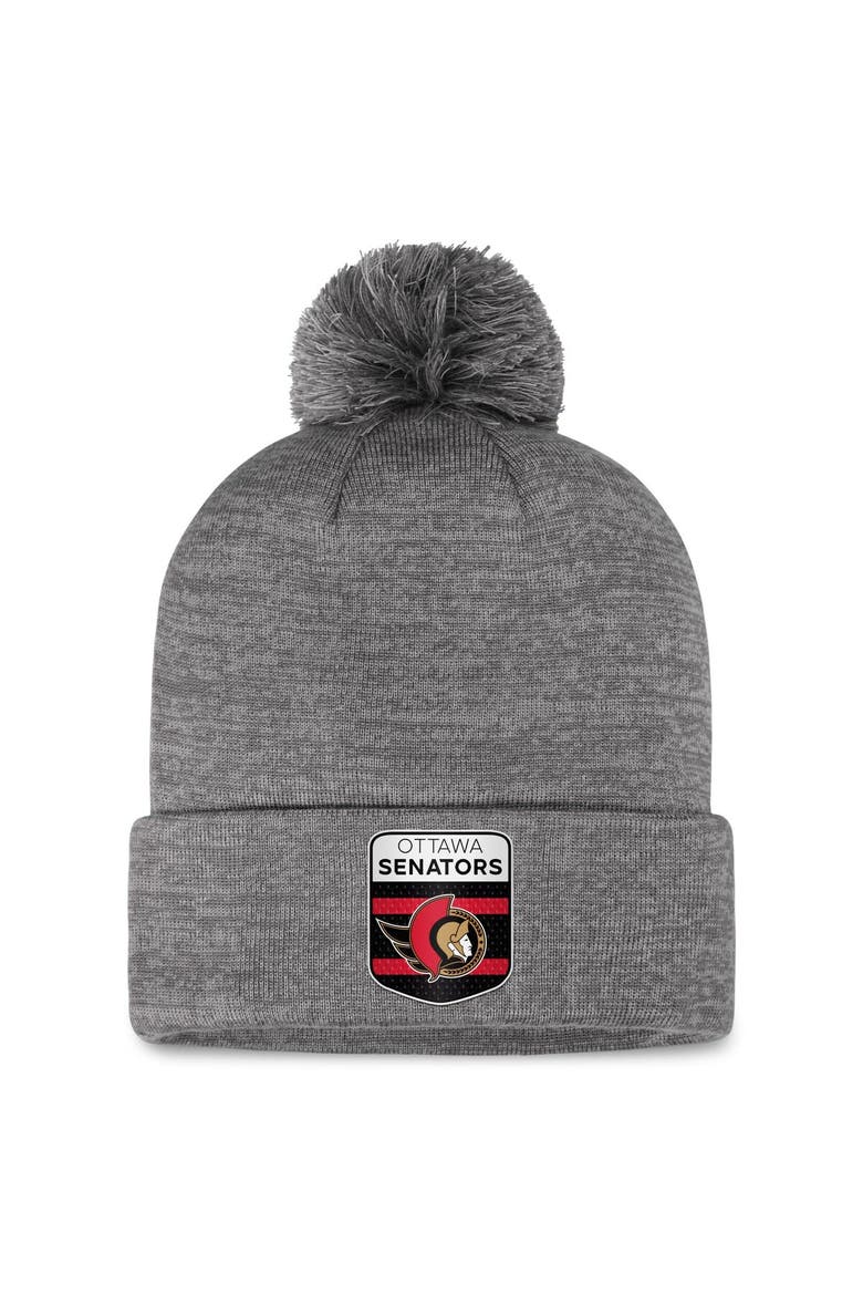 Men's Fanatics Branded  Gray Ottawa Senators Authentic Pro Home Ice Cuffed Knit Hat with Pom, Main, color, Gray