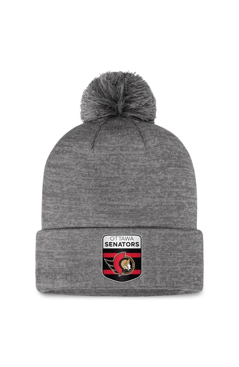 FANATICS Men's Fanatics Branded Gray Ottawa Senators Authentic Pro Home Ice Cuffed Knit Hat with Pom, Main, color, Gray