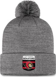 FANATICS Men's Fanatics Branded Gray Ottawa Senators Authentic Pro Home Ice Cuffed Knit Hat with Pom