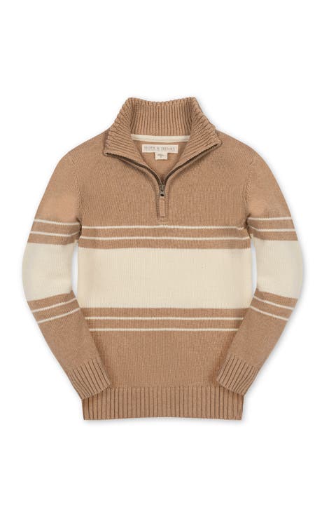 Kids' Organic Half Zip Stripe Sweater