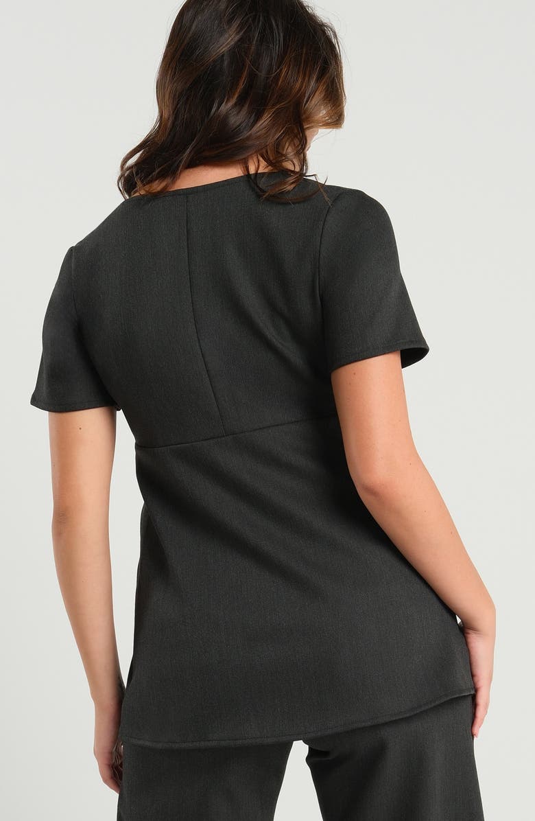 Marion Women's Short Sleeve Empire Waist Maternity & Nursing Suit Top in Italian Stretch Fabric, Alternate, color, Charcoal Grey