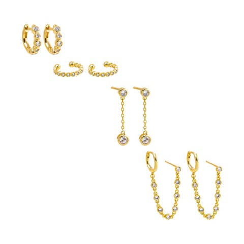 CZ Bezels All Around Earring Combo Set