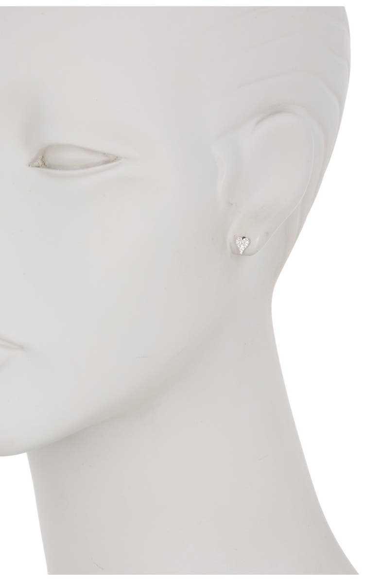 RON HAMI 14K White Gold Pave Diamond Heart Stud Earrings - 0.10 ctw, Alternate, color,