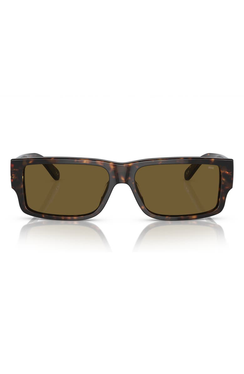 DIESEL<sup>®</sup> Geck-D 57mm Rectangular Sunglasses, Main, color, Shiny Dark Havana/ Solid Brown
