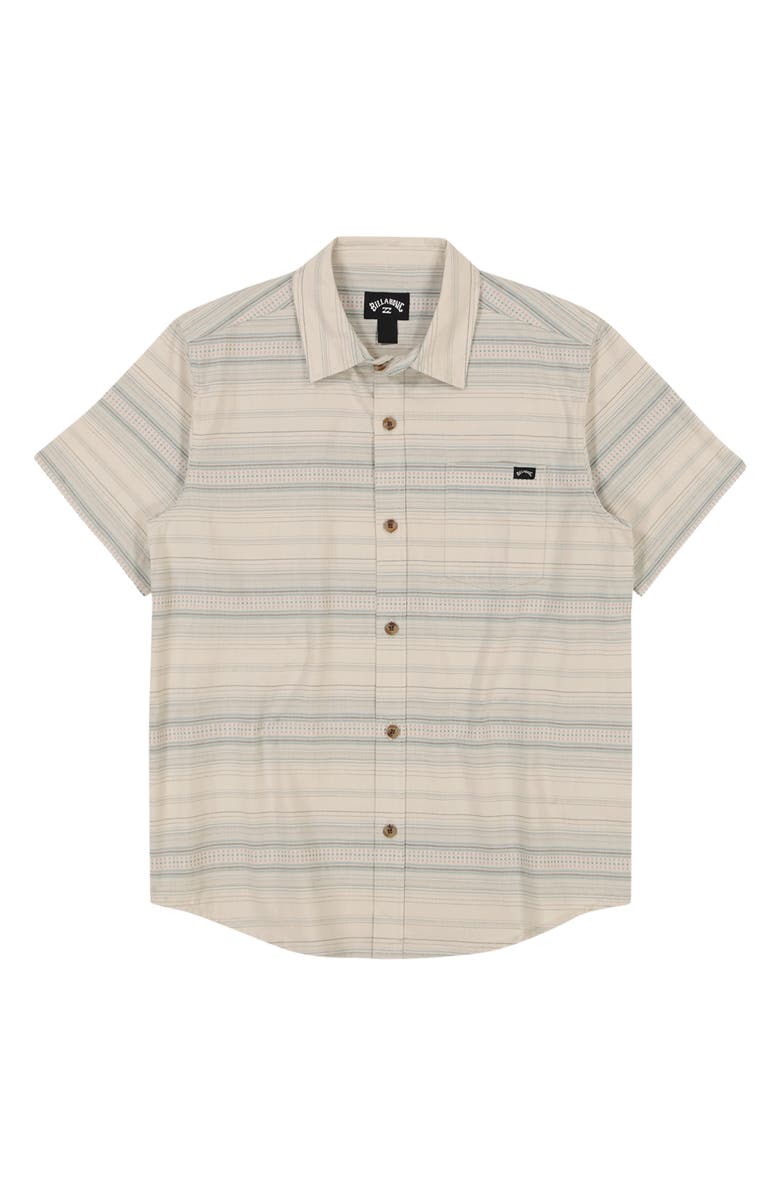 Billabong Kids' All Day Stripe Short Sleeve Cotton Button-Up Shirt, Main, color, 