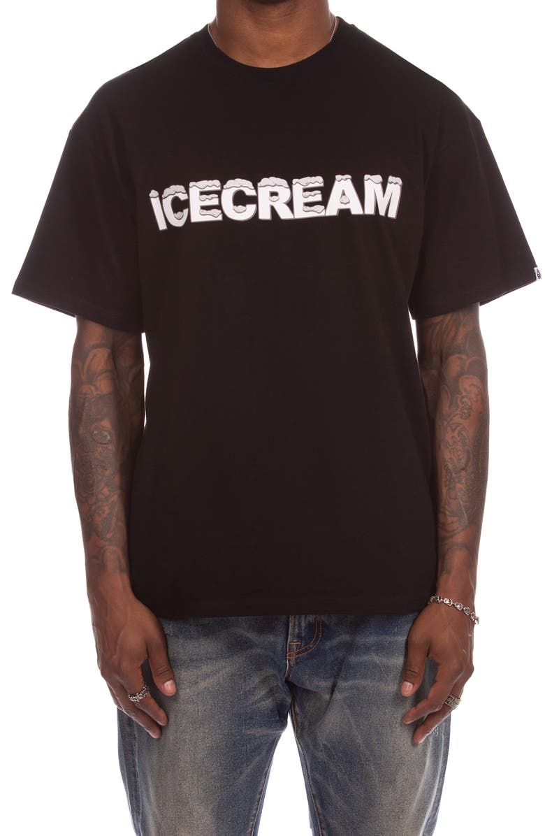 ICECREAM Snow Top Cotton Graphic T-Shirt, Main, color, Black