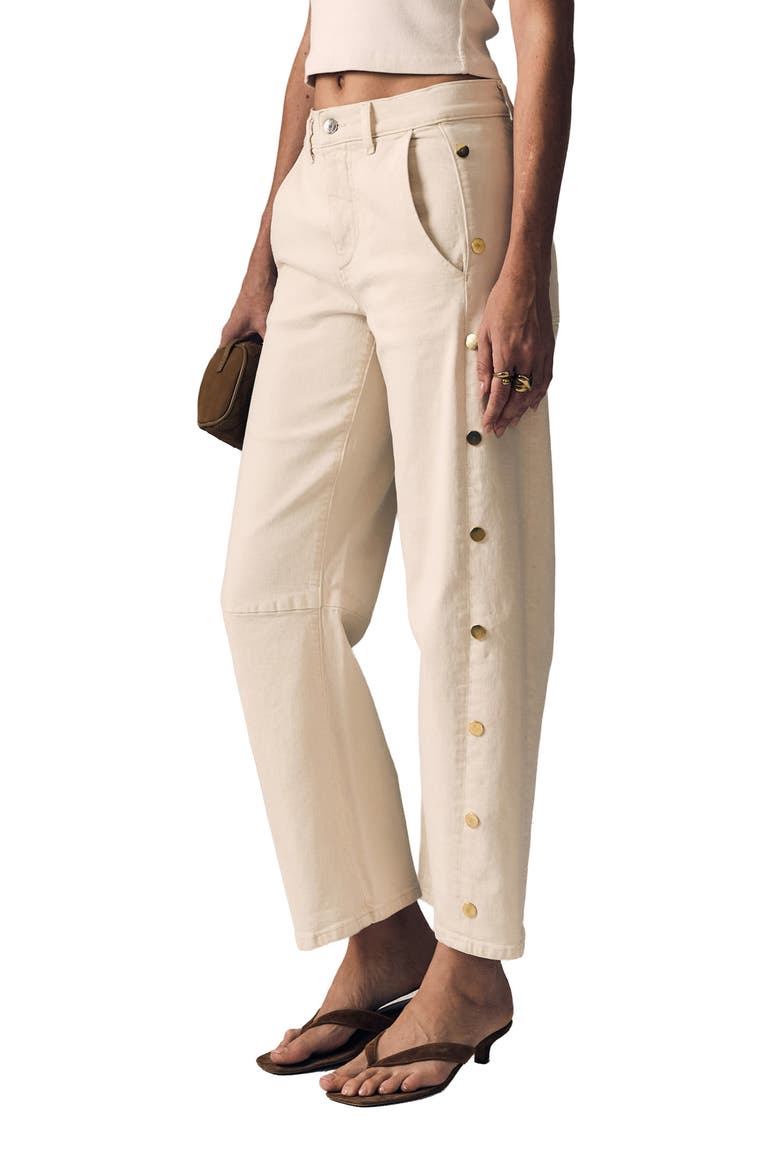 Frankie Studded Barrel Leg Jeans, Alternate, color, BONE