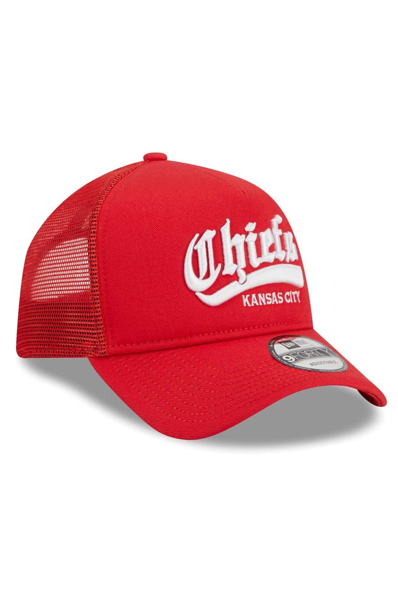New Era Men's New Era Red Kansas City Chiefs Caliber Trucker 9FORTY Adjustable Hat, Alternate, color,