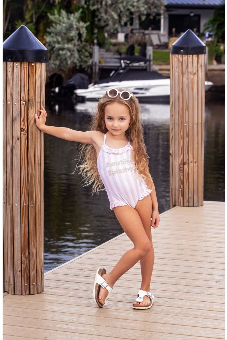 Sunshine Splasher Bathing Suit, Alternate, color, Pale Pink / White