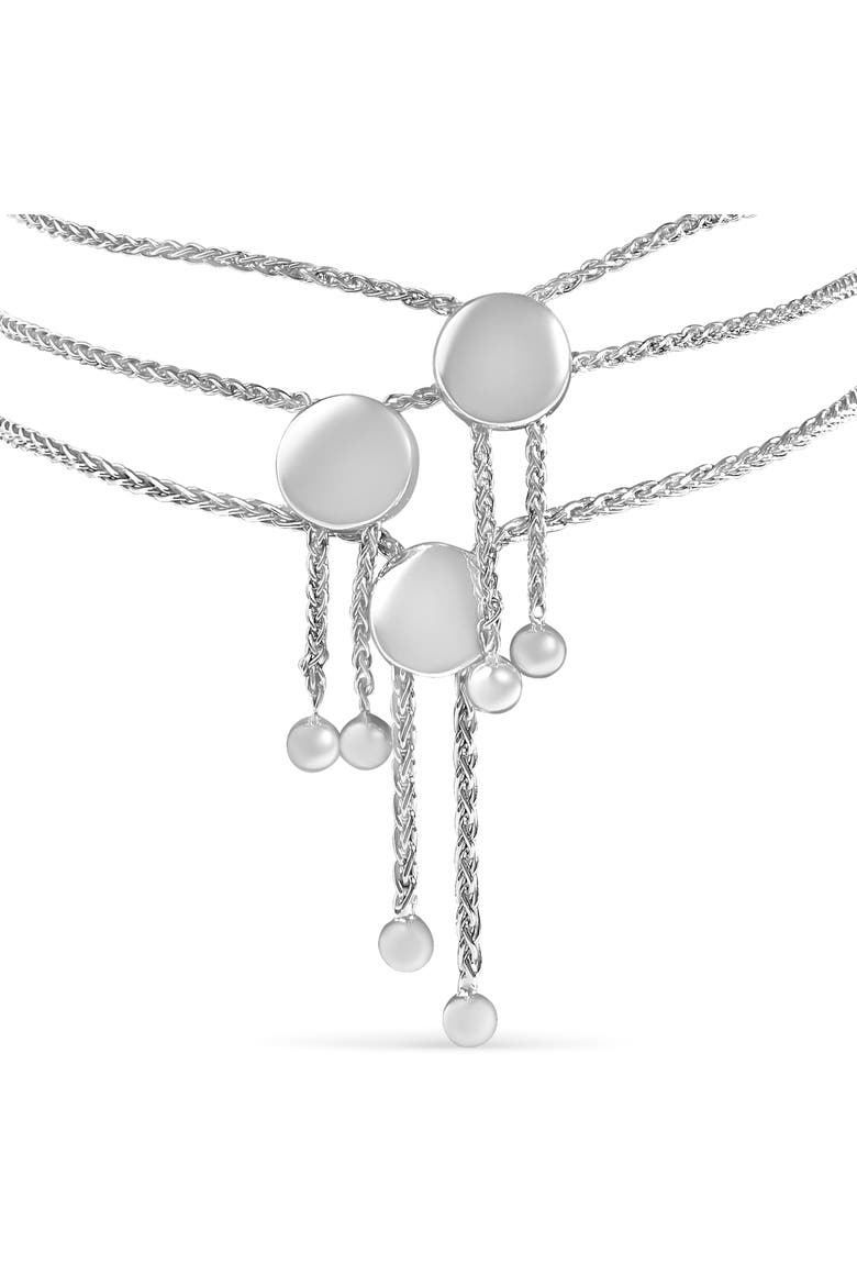 Sterling Silver Diamond Accent 3 Piece Adjustable Bolo Bracelet Set, Alternate, color, Silver