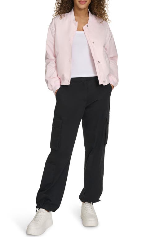 Champion Crop Varsity Jacket In Pink