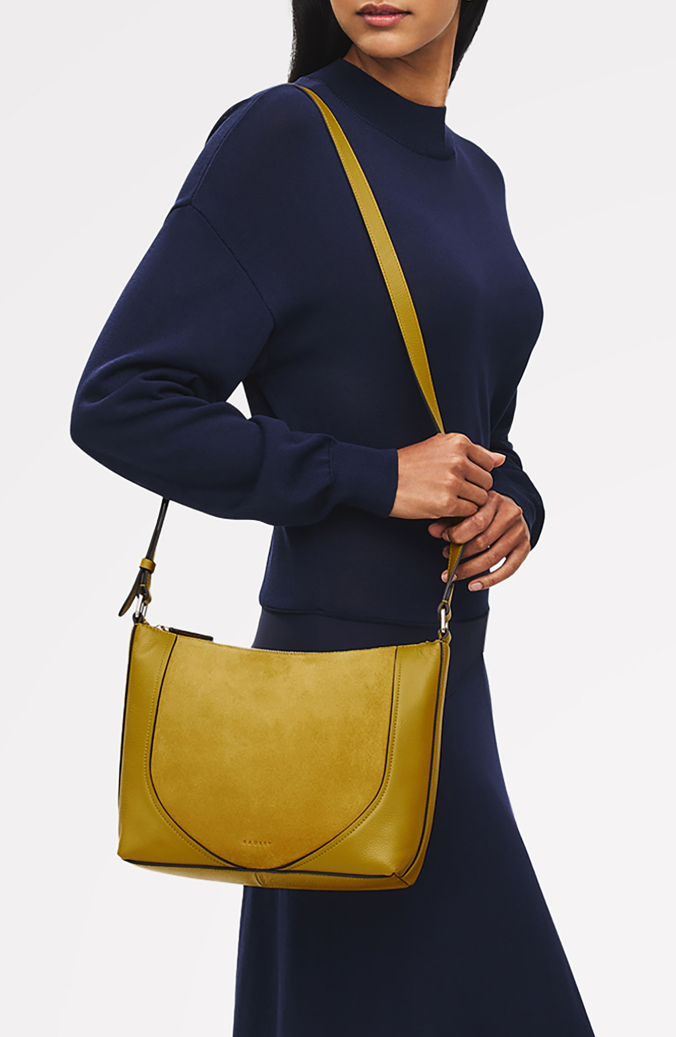 Radley Wood Park Suede Crossbody Bag, Alternate, color, Ochre