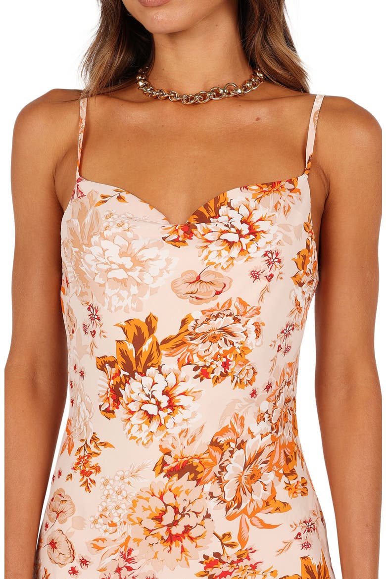 Yelena Floral Print Slipdress, Alternate, color, ORANGE