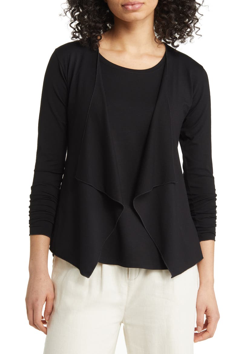 Itally Open Front Jacket, Main, color, BLACK