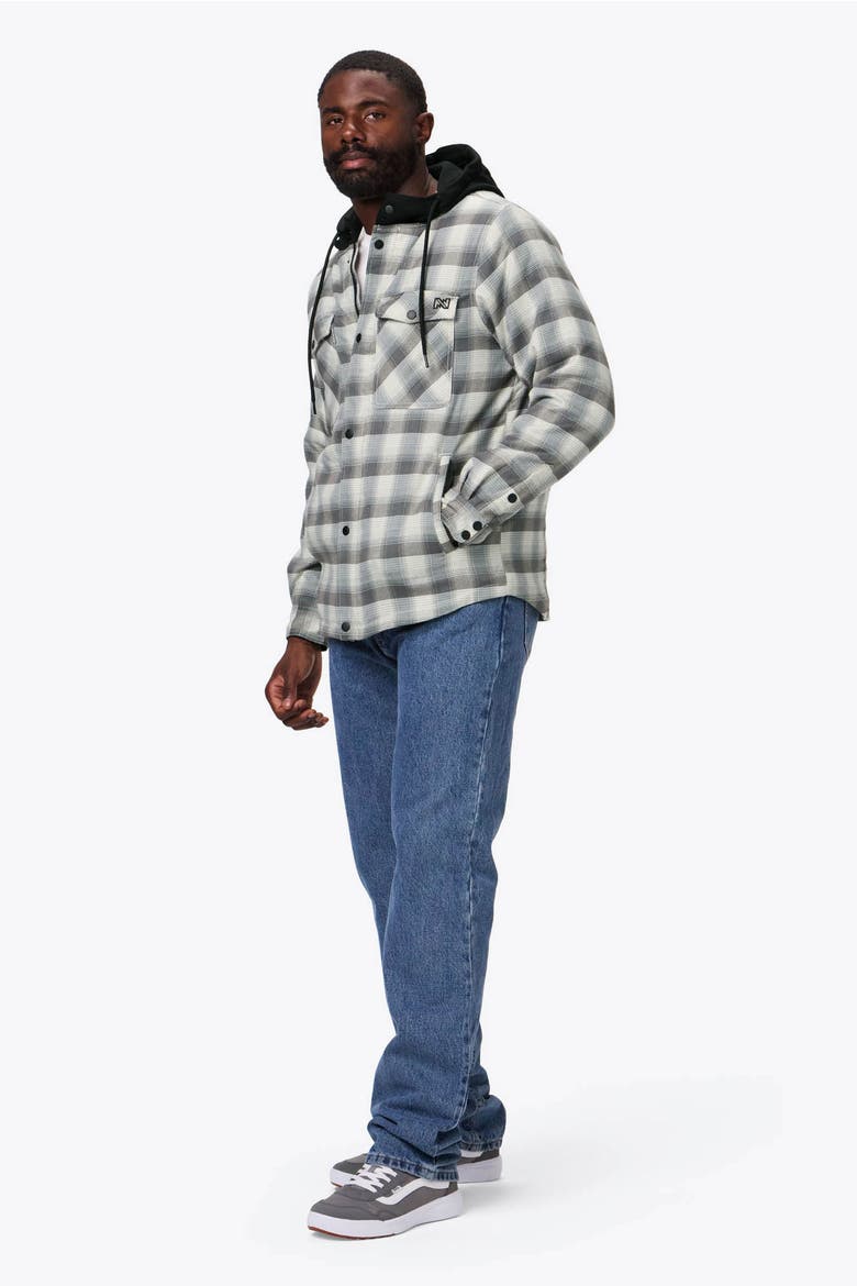 Flannel Heated Hooded Jacket, Alternate, color, Grey