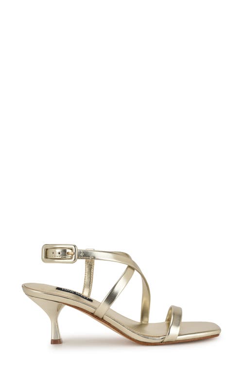 Nine West Women's Hanni Strappy Square Toe Kitten Heel Sandals In Gold