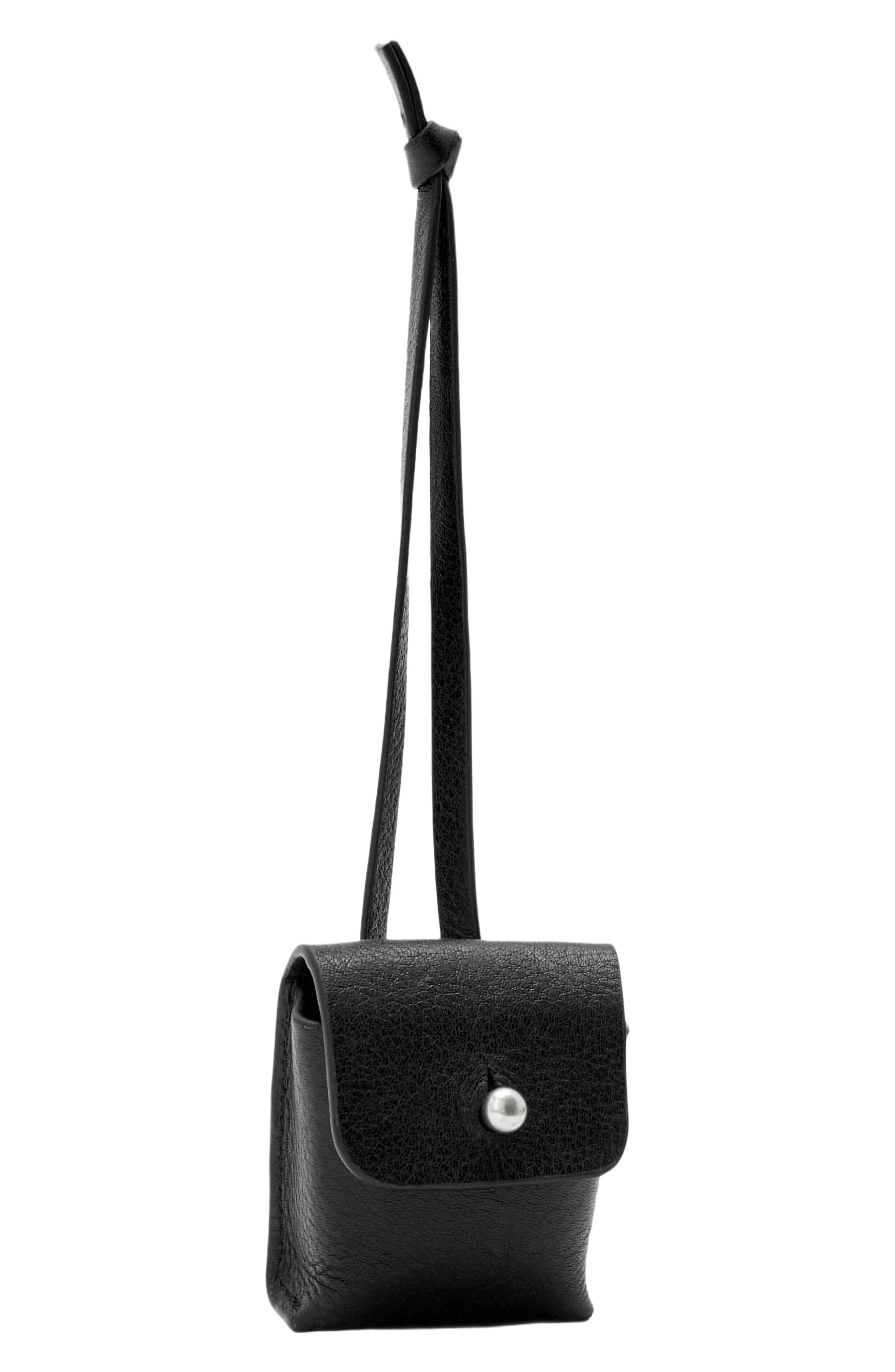 Stud Mini Leather Accessory Case, Alternate, color, BLACK
