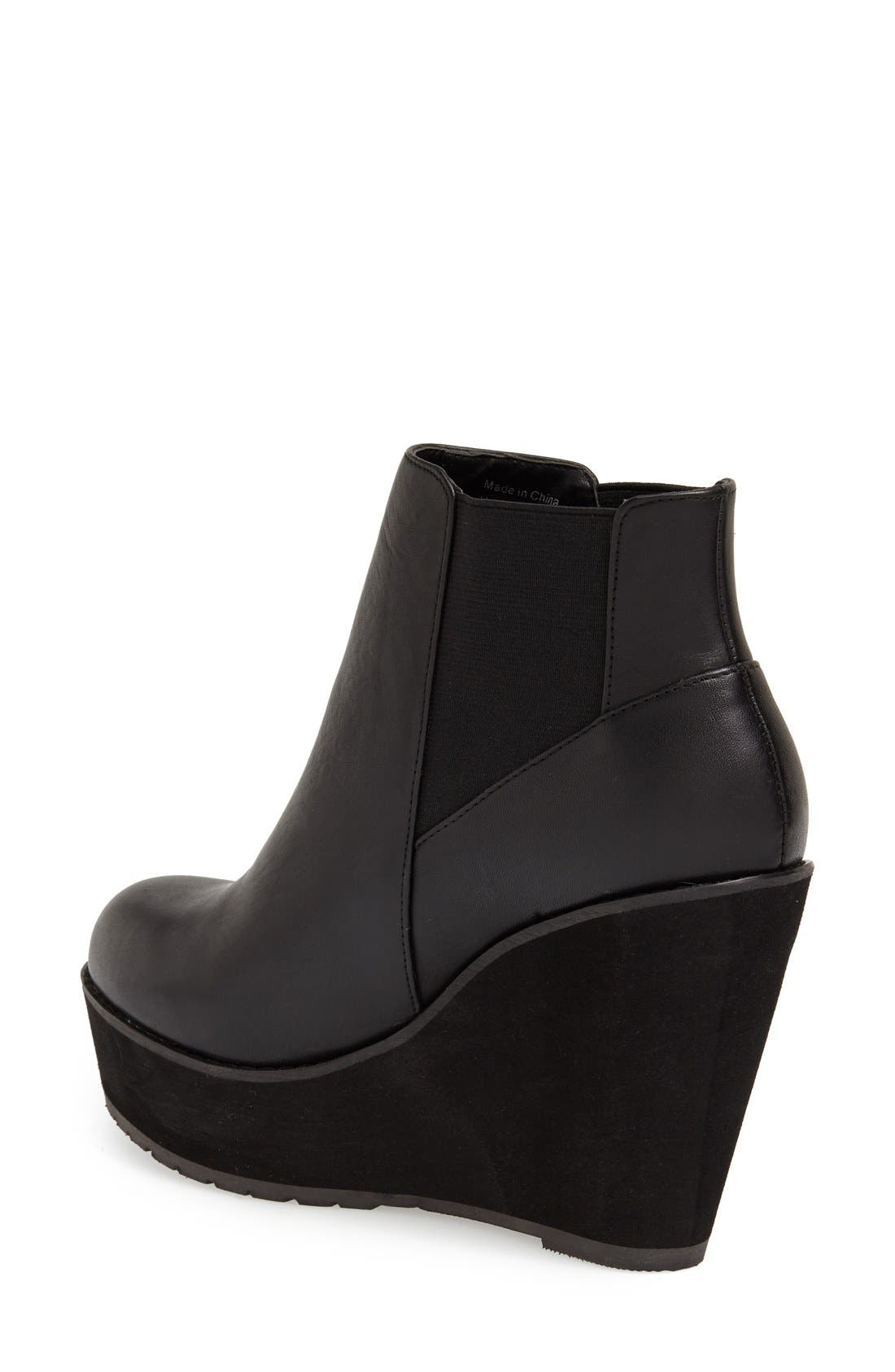 'Campalto' Wedge Platform Boot, Alternate, color, BLACK LEATHER