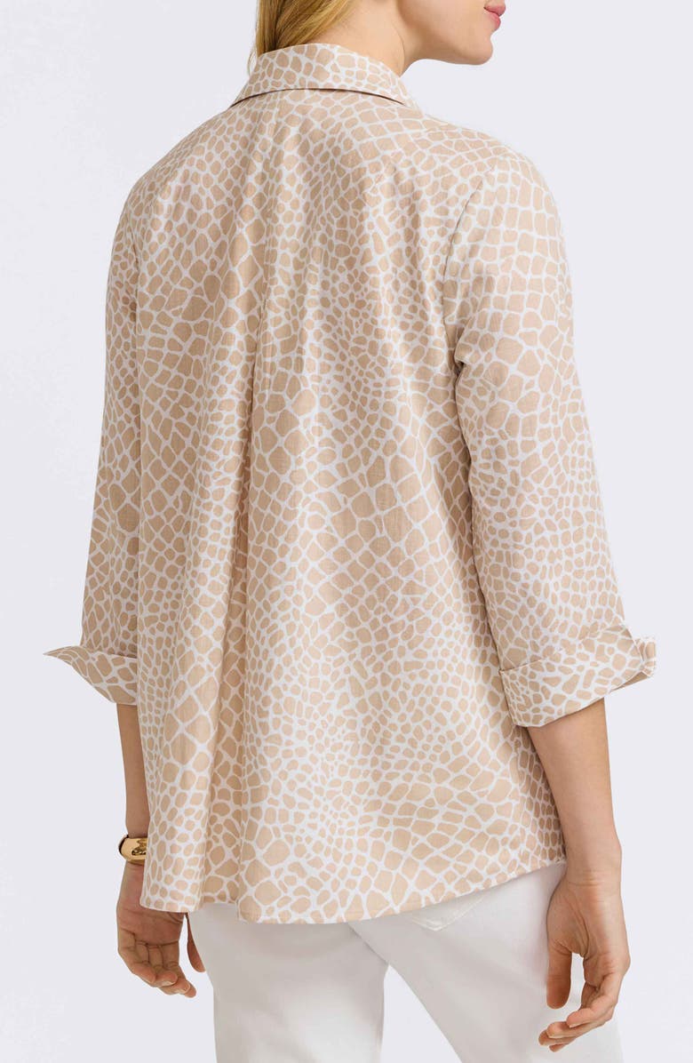 Foxcroft Agnes Print Three-Quarter Sleeve Popover Top, Alternate, color, Flax White