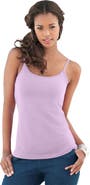Roaman's Plus Size Cami With Built-In Bra And Adjustable Straps