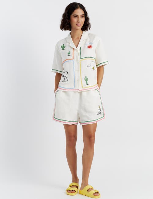 Chinti & Parker Linen-cotton Peanuts Vacation Shorts In Cream