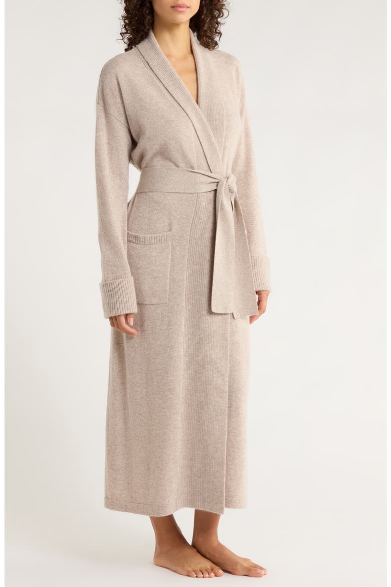 Cashmere Robe, Alternate, color, TAN OXFORD HEATHER