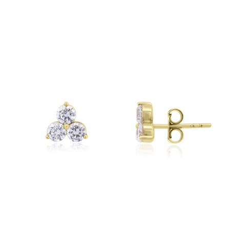 Lab Grown Diamond Three Stone Cluster Stud Earrings