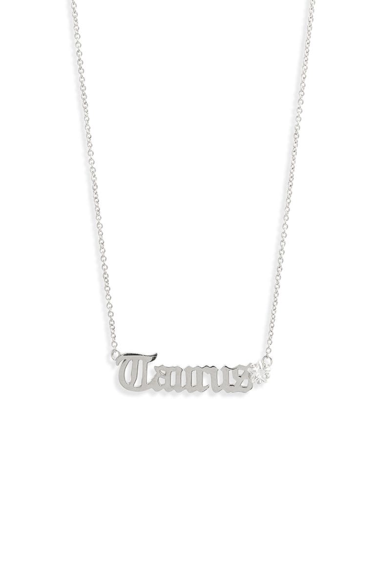 Zodiac Script Pendant Necklace, Main, color, SILVER- TAURUS