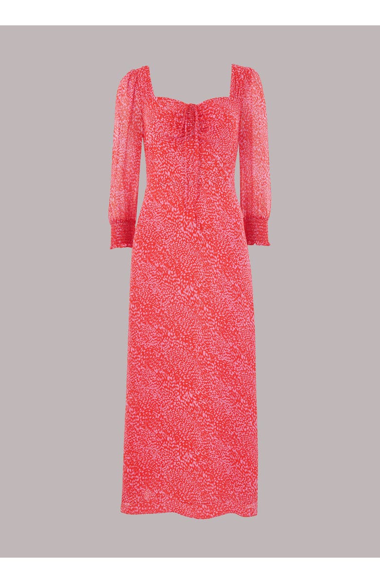 Whistles Diagonal Leopard Midi Dress, Alternate, color, Pink/Multi