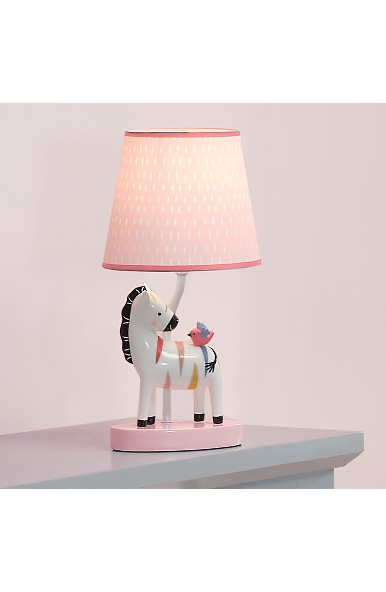 Lambs & Ivy Jazzy Jungle Zebra Nursery Lamp with Shade & Bulb, Alternate, color, Pink