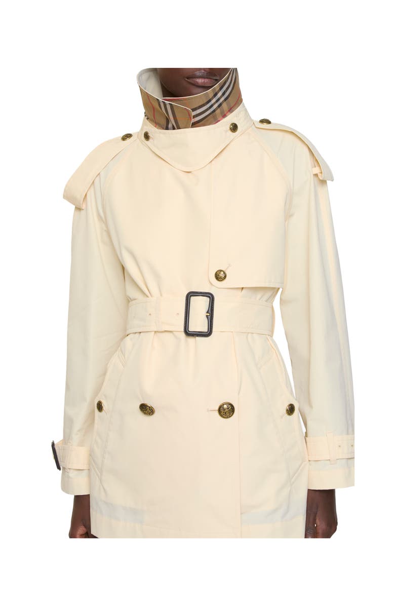 Burberry Short Lightweight Cotton Fitzrovia Trench Coat, Main, color, Ceramic White