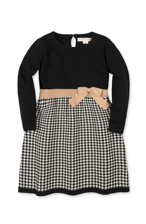 Kids' Organic Long Sleeve Skater Sweater Dress with Bow