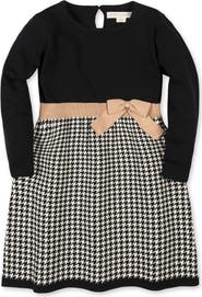 Hope & Henry Kids' Organic Long Sleeve Skater Sweater Dress with Bow