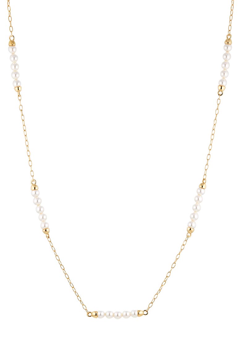 Lavie Imitation Pearl Station Necklace, Main, color, GOLD