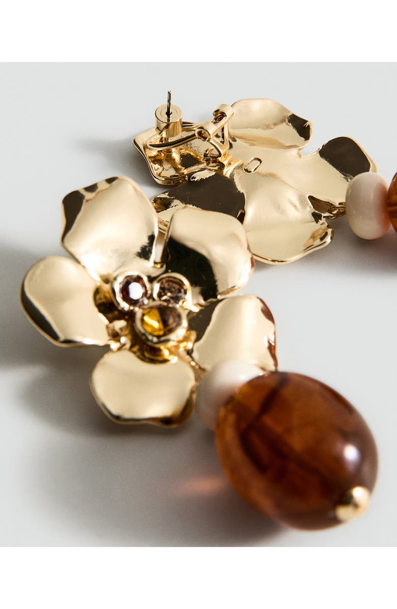 MANGO Floral Drop Earrings, Alternate, color, Gold